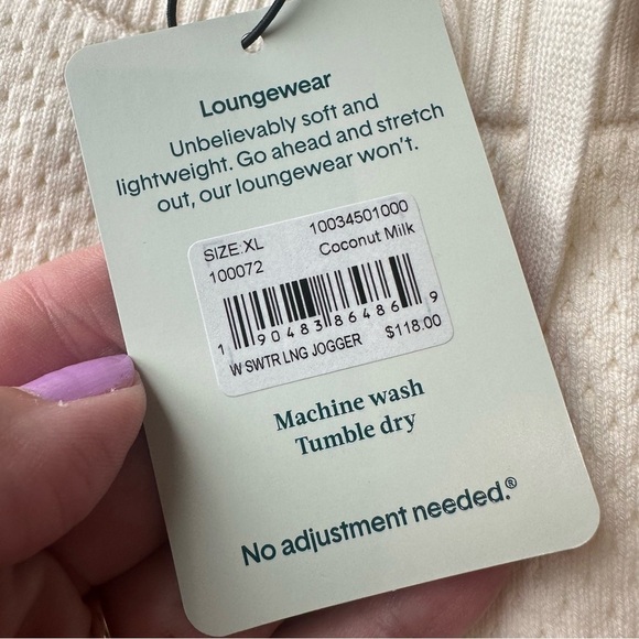 Tommy John Women’s XL sweater lounge jogger knit coconut milk white new with tag - Picture 4 of 9